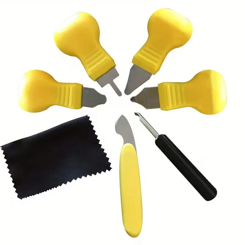 7-Piece Watch Back Cover Disassembly Kit, Watch Pry Knife+Unboxing Knife+Watch Wiping Cloth, Watch Repair Tool Set