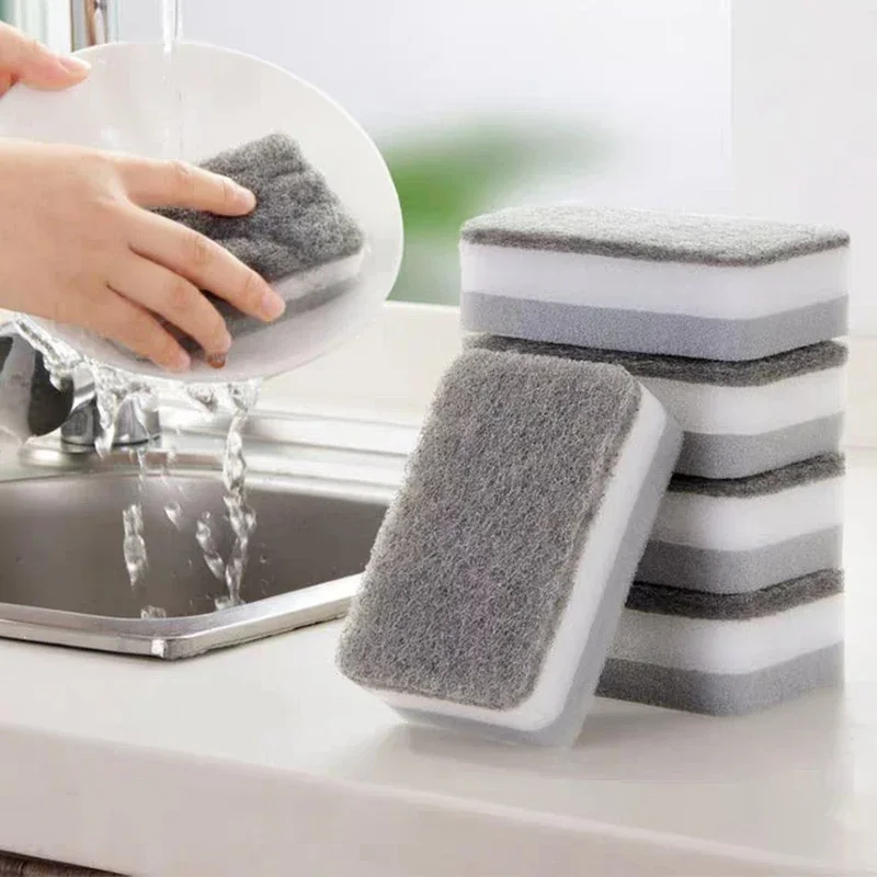 Double-sided Cleaning Sponges Wipe Scrubbing Pan Pot Dishwashing Scouring Pad Kitchen Tableware Brush Household Tools