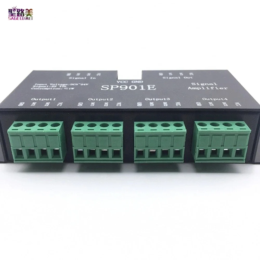 SP901E led SPI controller DC5V-24V LED amplificatore di segnale 4CH gruppo amplificatore per dmx512 led pixel strip magic module WS2812 2811