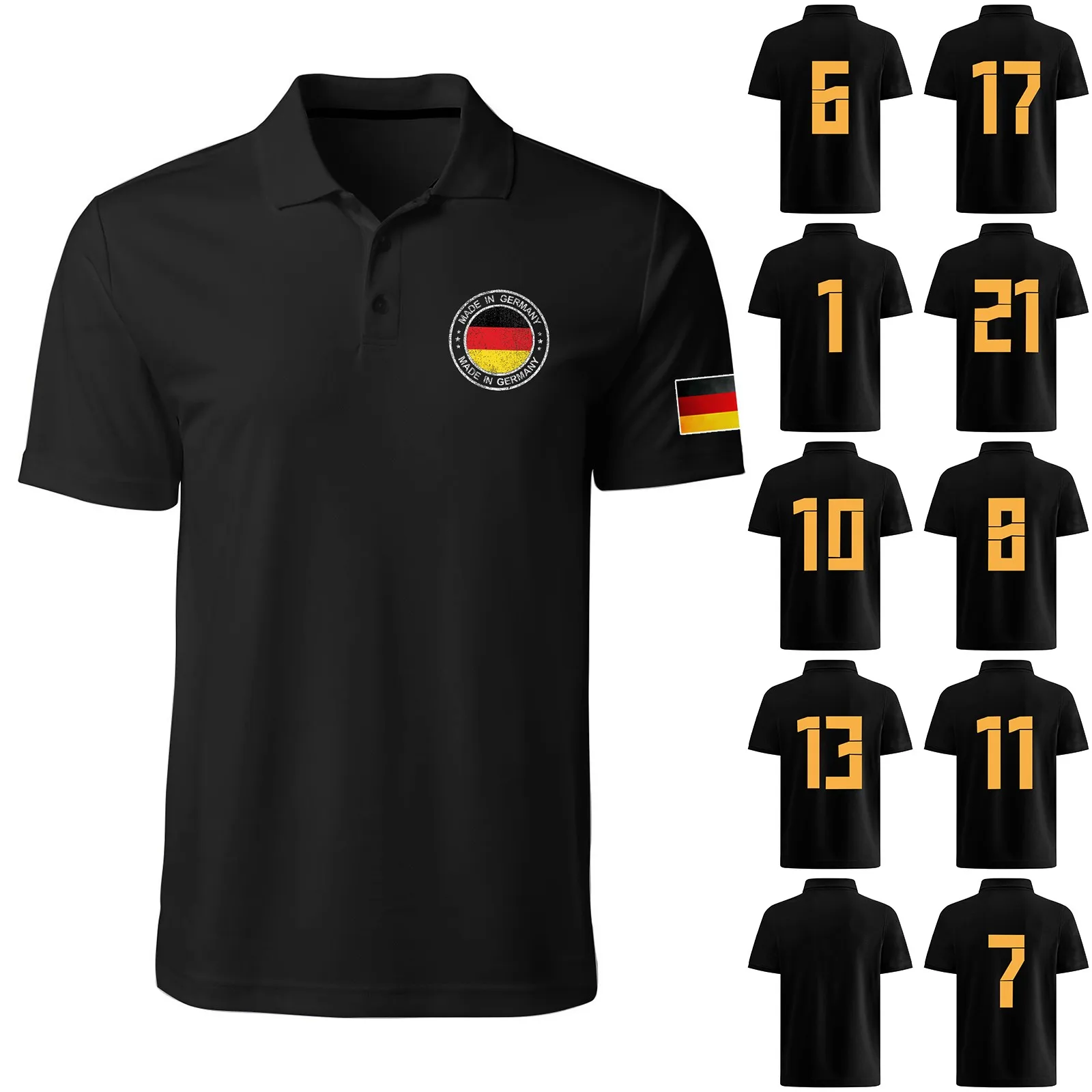 Germany Flag Polo Shirt For Men National Emblem Pattern T-Shirt Tops Summer Casual Street Lapel Short Sleeve Shirts