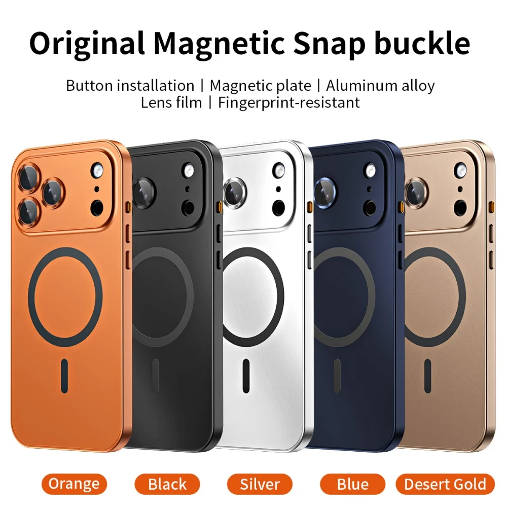 Original Aluminum Metal Frame For Magsafe Case For iPhone Air 18 17 16 Pro Max 17 18 Pro Magnetic Charging Shockproof PC Case