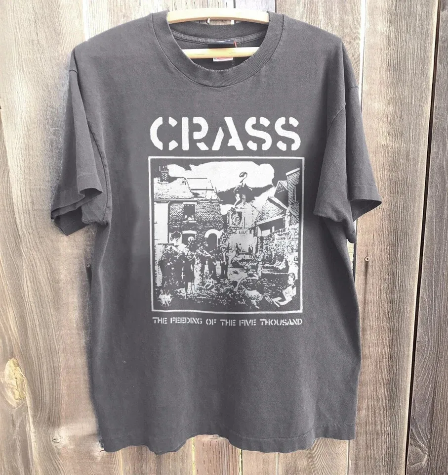 Crass The Feeding Vintage Punk Band Graphic T Shirt Charcoal