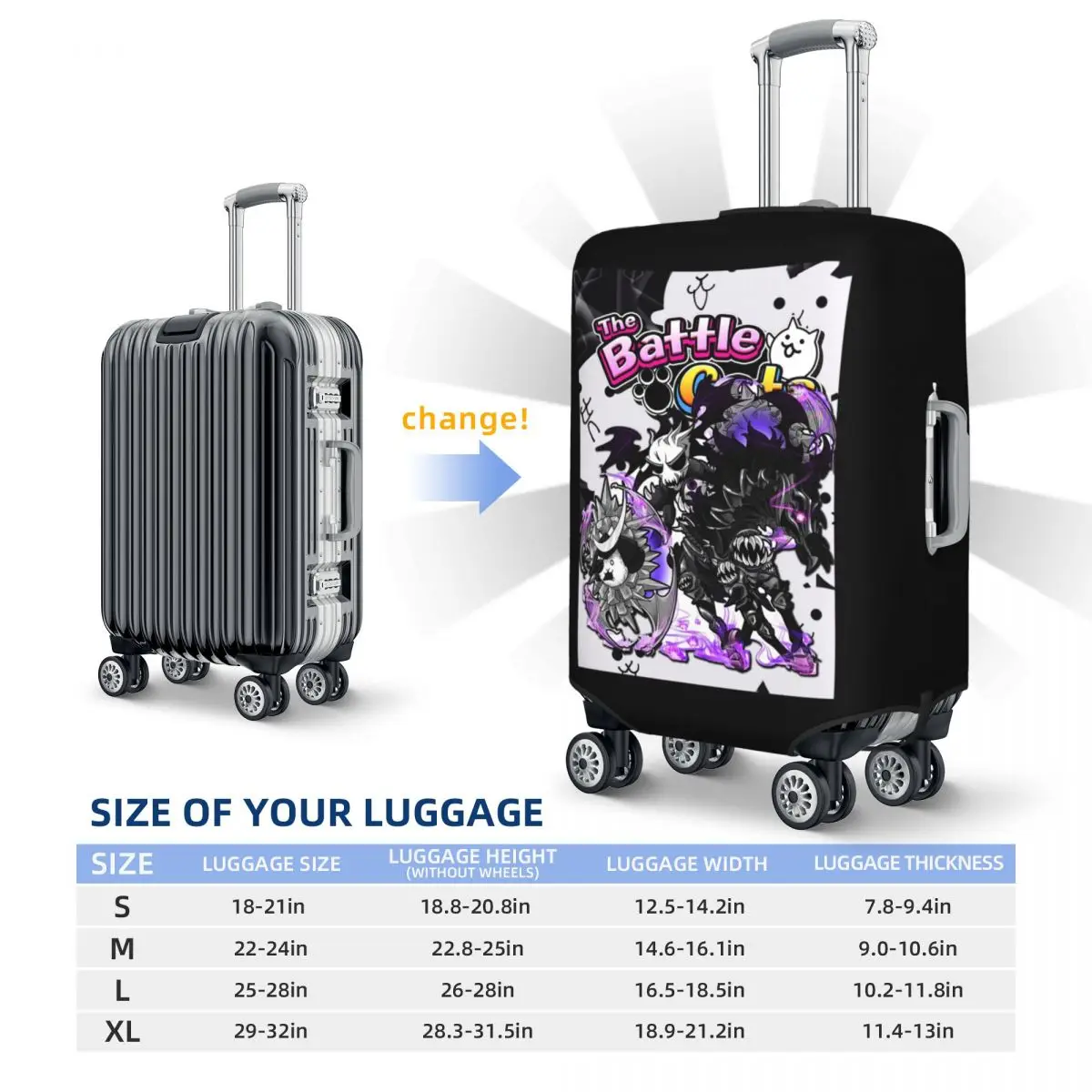 Battle Cats - Miko Mitama Capa de proteção elástica para mala de viagem Capa protetora de bagagem para 18-32 polegadas