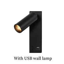LED Wall lamp 85-265V 3W Scorce Rotatable with switch USB black and white bronze Bedroom Bedside Creative Wall lamp