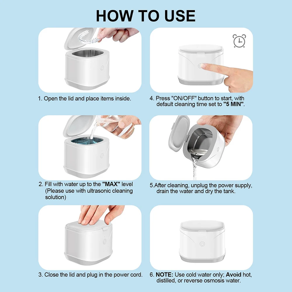 KUNPHY 새로운 초음파 클리너 46000Hz 충전식 휴대용 고주파 진동 안경 쥬얼리 청소 기계 가정용