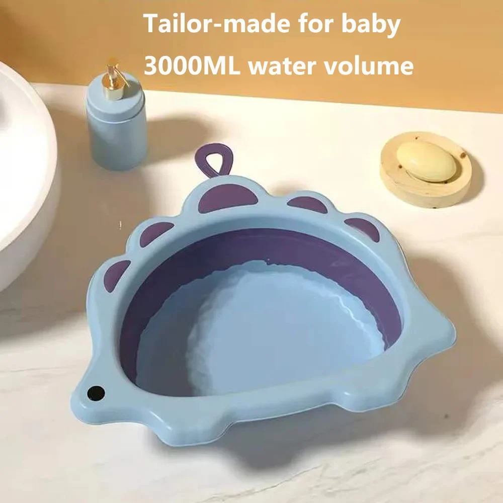 Cute Dinosaur Foldable Laundry Basin Plastic Travel Wash Basin Safe Durable children  Wash Basin Bathroom Household Supplies New