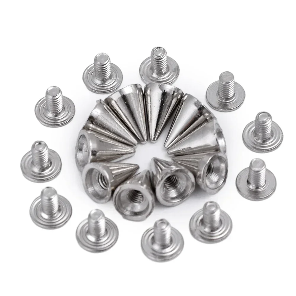 10-100pcs Punk Rivet Screw Back Studs and Spikes Kit Silver Cone Stud Leather Craft Collar Bracelet Cone DIY Clothes Accessories