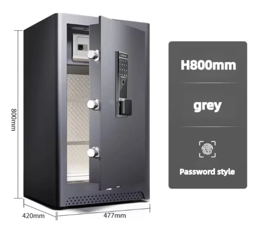 【Fashionable】Heavy-Duty H80-H150cm Alloy Steel Large Floor Standing Intelligent Biometric Recognition Fireproof Anti-Theft Safe