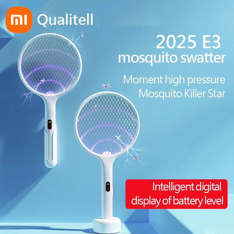 Qualitell E3 Strong High Voltage Electric Mosquito swatter Rechargeable Household Automatic Mosquito and Fly Trap 2 in1