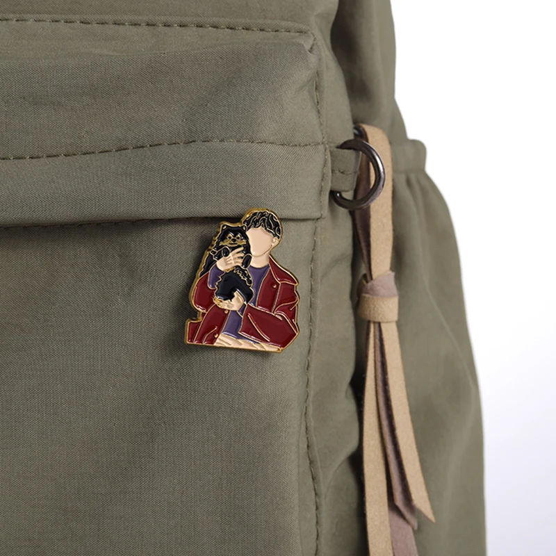 Cartoon Anime Boy Character Enamel Pin Classic Film And Television Anime Boy Cat Brooch Backpack Lapel Badge Jewelry Accessories view 6
