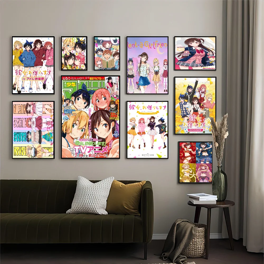 

Rent A Girlfriend Anime Posters Sticky Decoracion Painting Wall Art White Kraft Paper Wall Decor