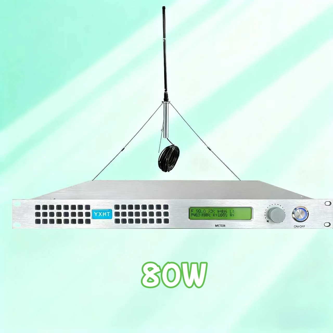 جهاز إرسال FM ثنائي الجهد 110 فولت و220 فولت YXHT-80W قابل للاستخدام، صوت CD، تبريد مروحة ذكية للمجتمع والمدرسة ومبنى المكاتب