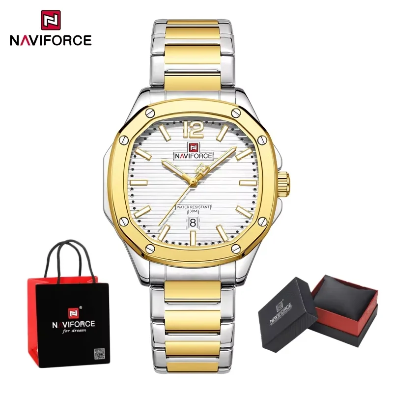 

NAVIFORCE Роскошные мужские часы, модные спортивные наручные часы, мужские кварцевые водонепроницаемые стальные ремешки, деловые часы Relogio Masculino, подарки