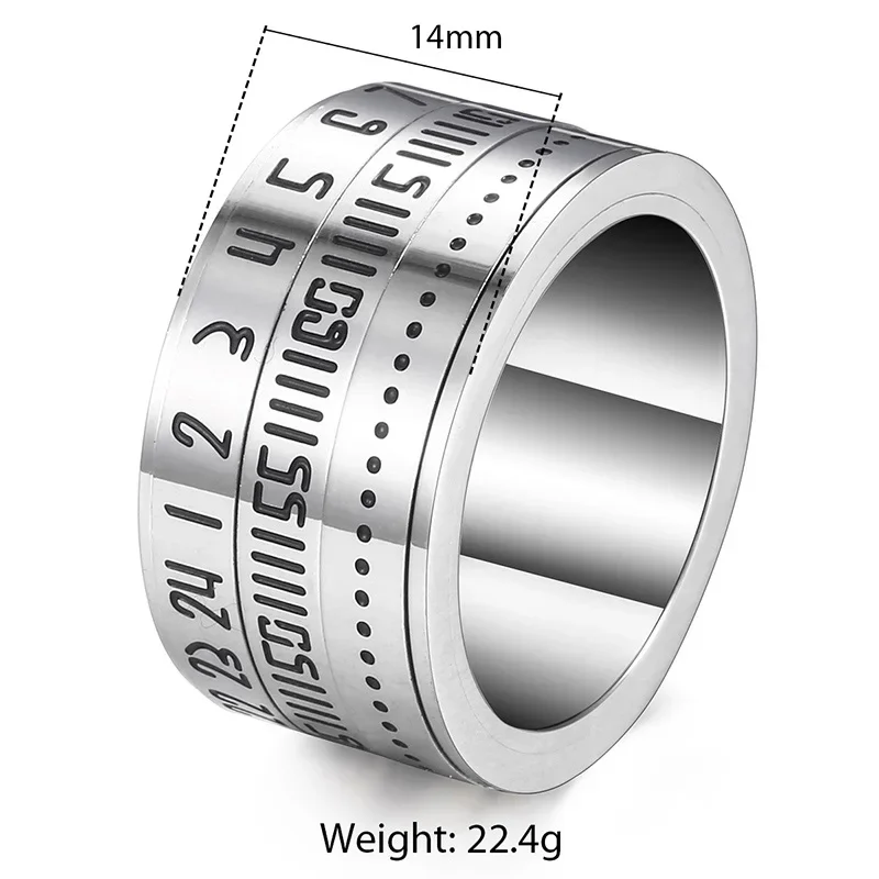 Time Ring Fashion Ring Men\'s Gift Ring Multi Layer Rotating Mechanical Arabic Numeral Calendar Time Metal Rings Decoration