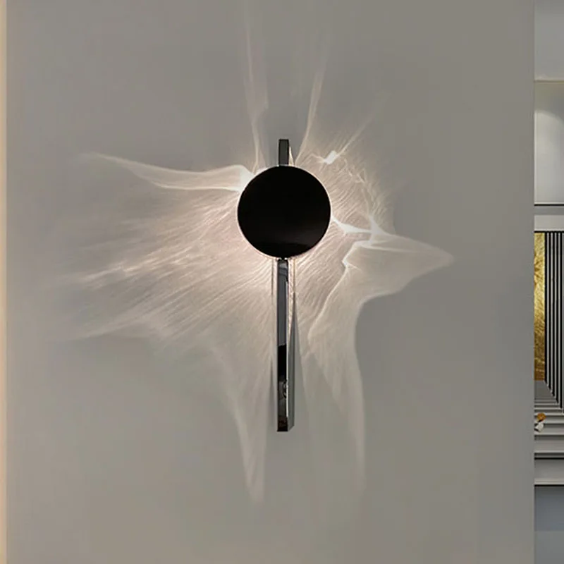 Minimalist Creative Corrugated Light Effect Wall Lamp Water Pattern Rotating Atmosphere Porch Dector Bedside Led Lighting