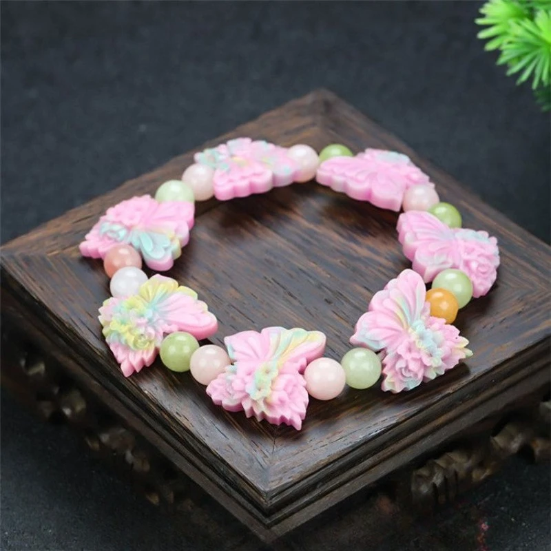 

Natural Colorful Salt Source Agate Butterfly Bracelet, Fashionable, Exquisite and Elegant