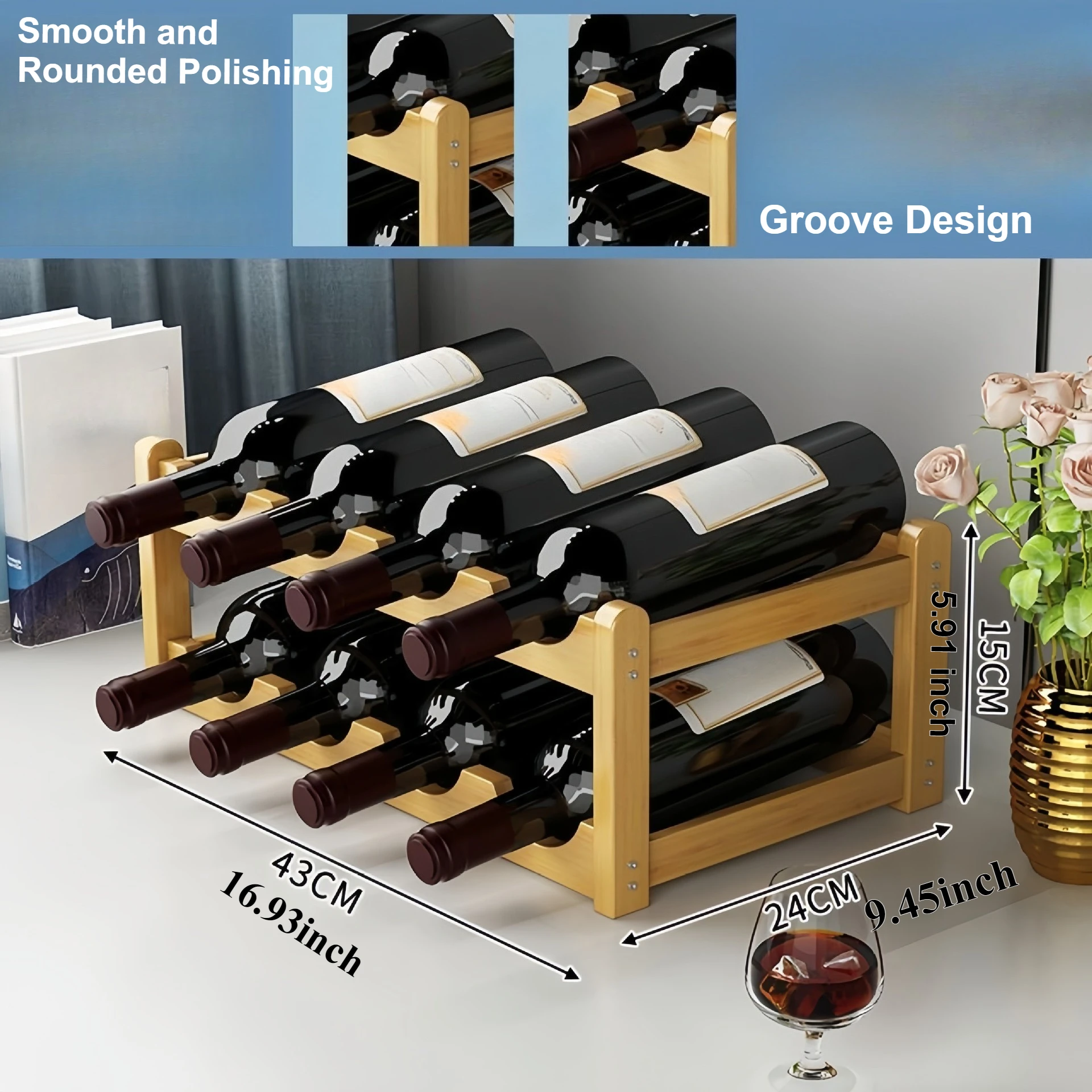 

Grid Red Wine Cabinet Display Wooden Bottle Rack Solid Wood Wine Storage Bottle Holder Stand Decoration Household Display Rack