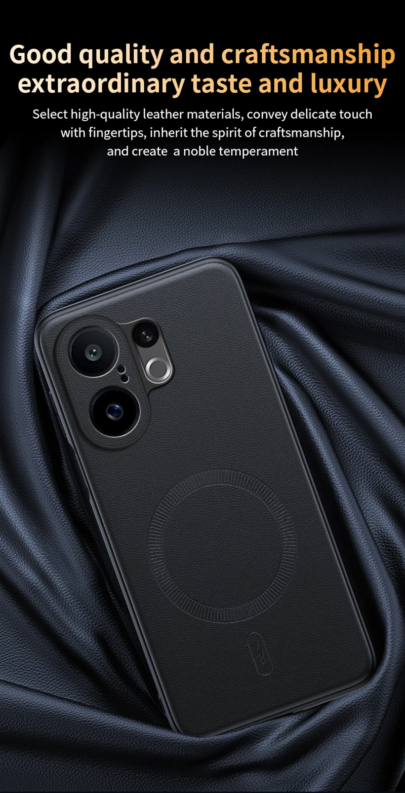 Für VIVO S30 Pro Mini: Magnetische Schutzhülle aus Leder, Anti-Fingerabdruck, rutschfest, aus PC+TPU. – Detail 8