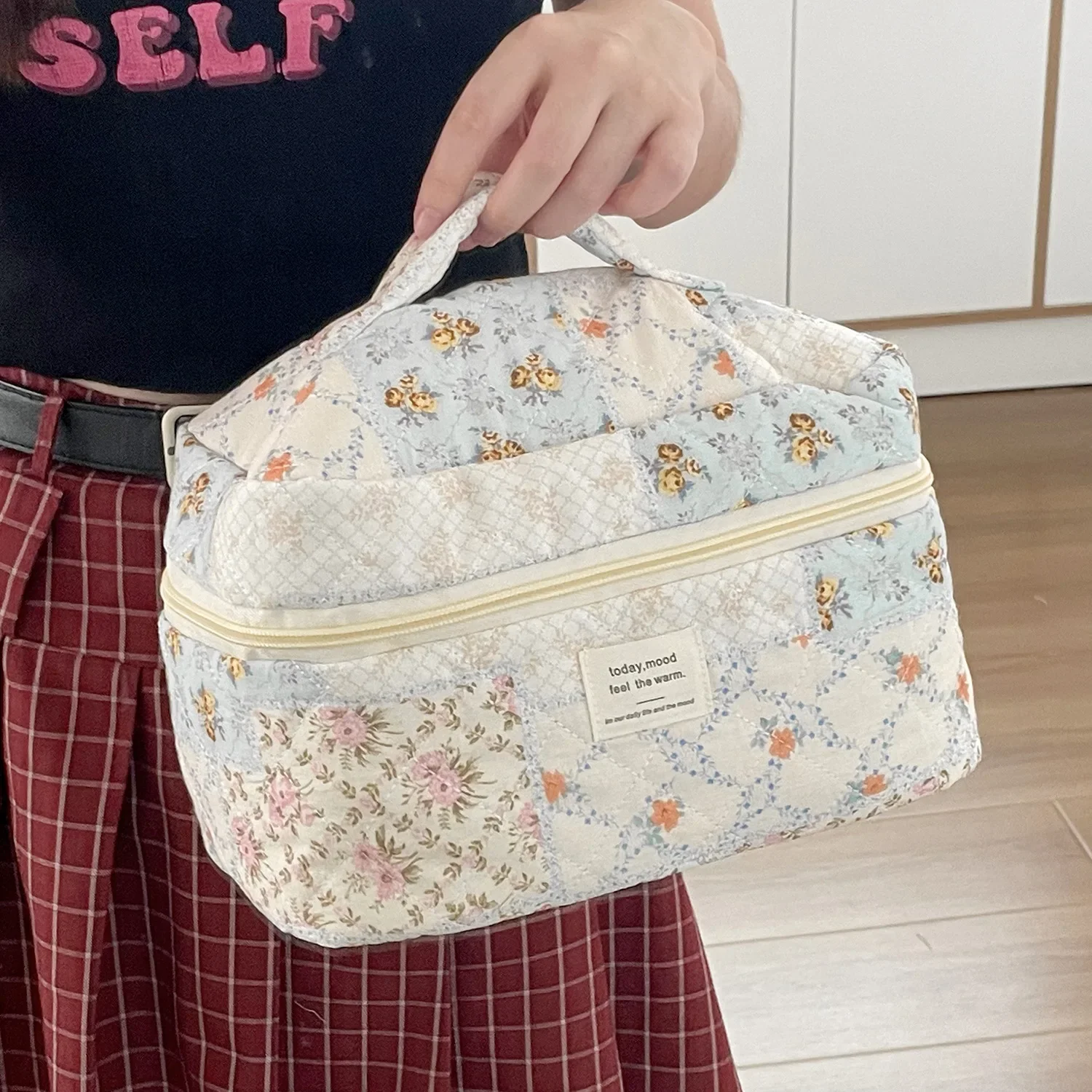 

Портативные женские косметички, сумки для стирки, уличная женская дорожная сумка для хранения, кошелек, стеганый хлопковый женский косметичка с цветочным принтом