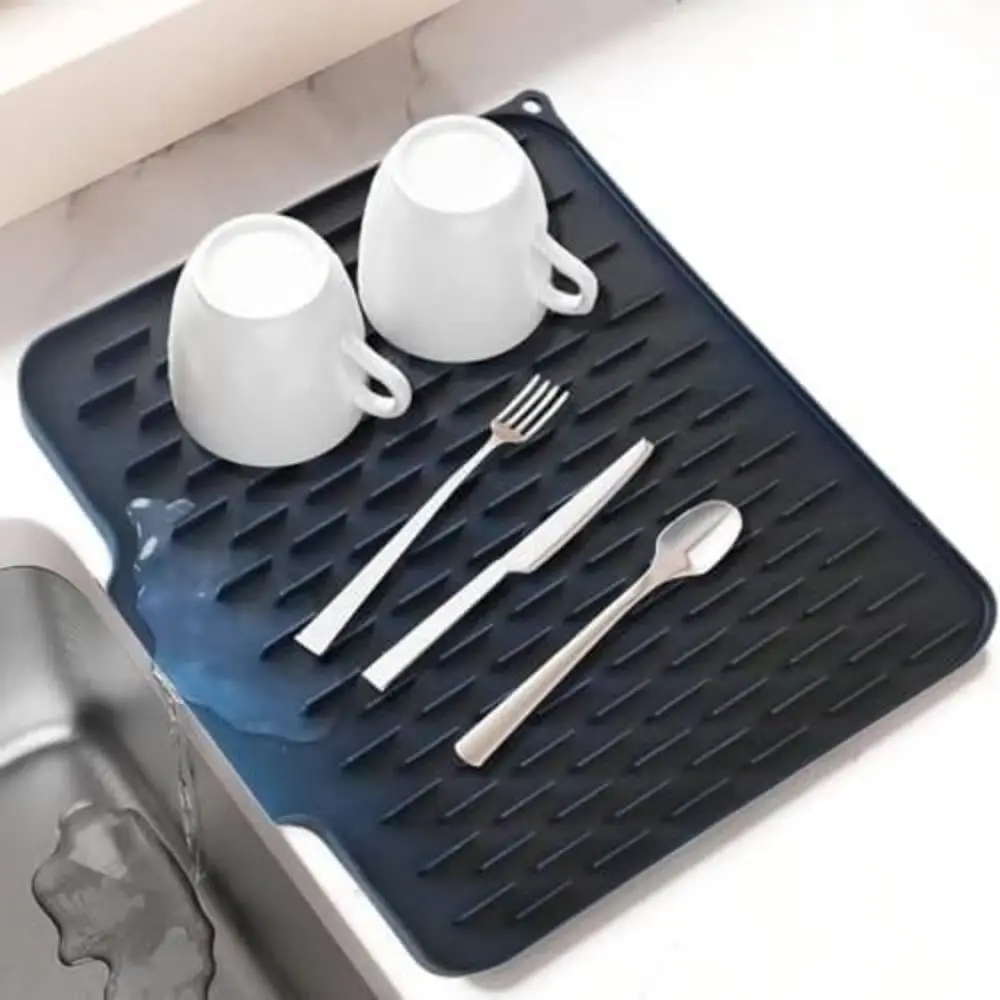Non-slip Silicone Drainage Mat Foldable Utensils Drying Dish Drying Mat Anti-scald Coaster Multifunctional Sink Placemat