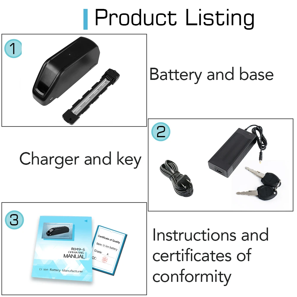 Polly 48V 25AH Ebike Battery Downtube 52V Electric Battery 40A BMS Original 21700 Lithium lon Battery 72V 500W 750W 1000W 1500W