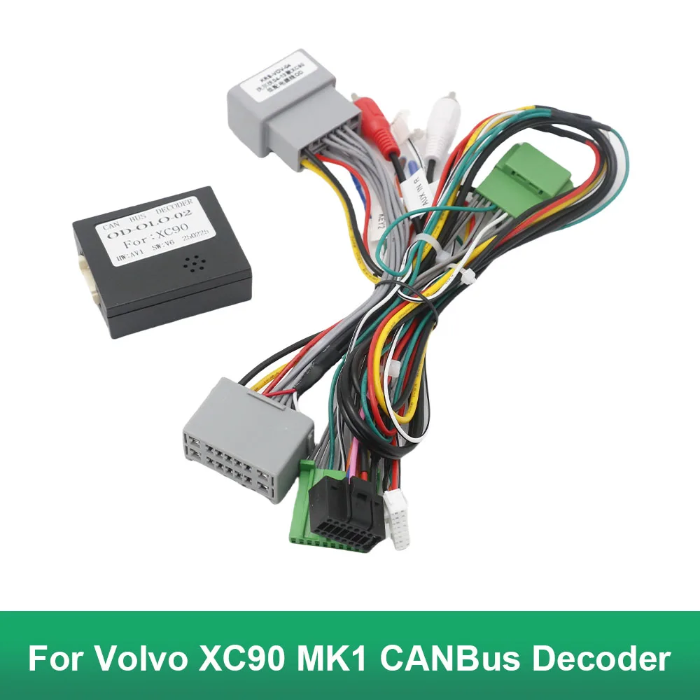 

Radio Wiring Harness CANBus Decoder for Volvo XC90 MK1 16 Pin Plug to 14Pin Connector Audio RCA Input Car Android Cable Adapter