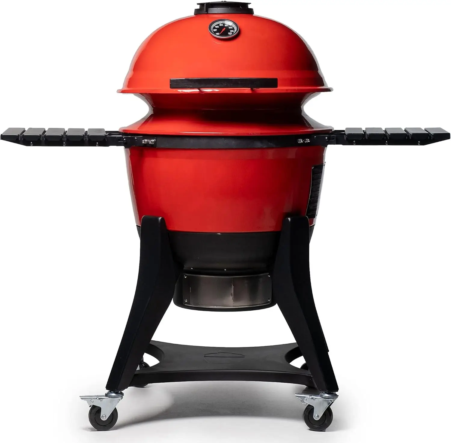 22-inch Kettle Charcoal Grill with Hinged Lit, Cart, Side Shelves and SloRoller Hyperbolic  Chamber in Red