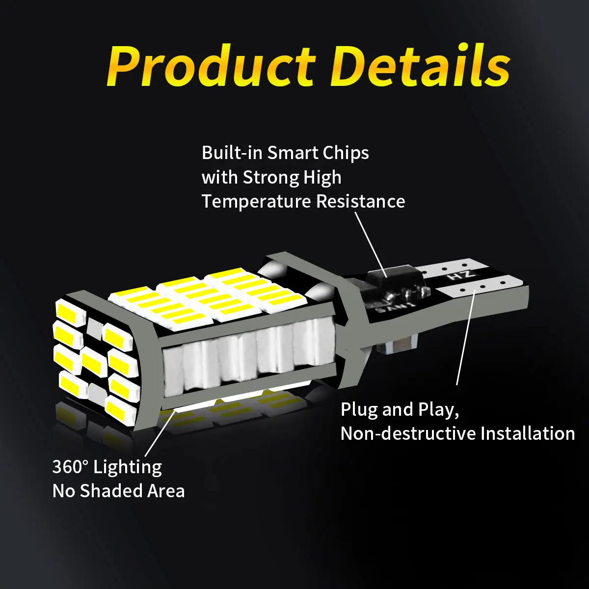 6 قطعة T15 W16W 921 912 T16 T10 902 LED لمبات إشارة السيارة الأبيض للخلف/الذيل بدوره إشارة عكس أضواء الفرامل الضباب #5