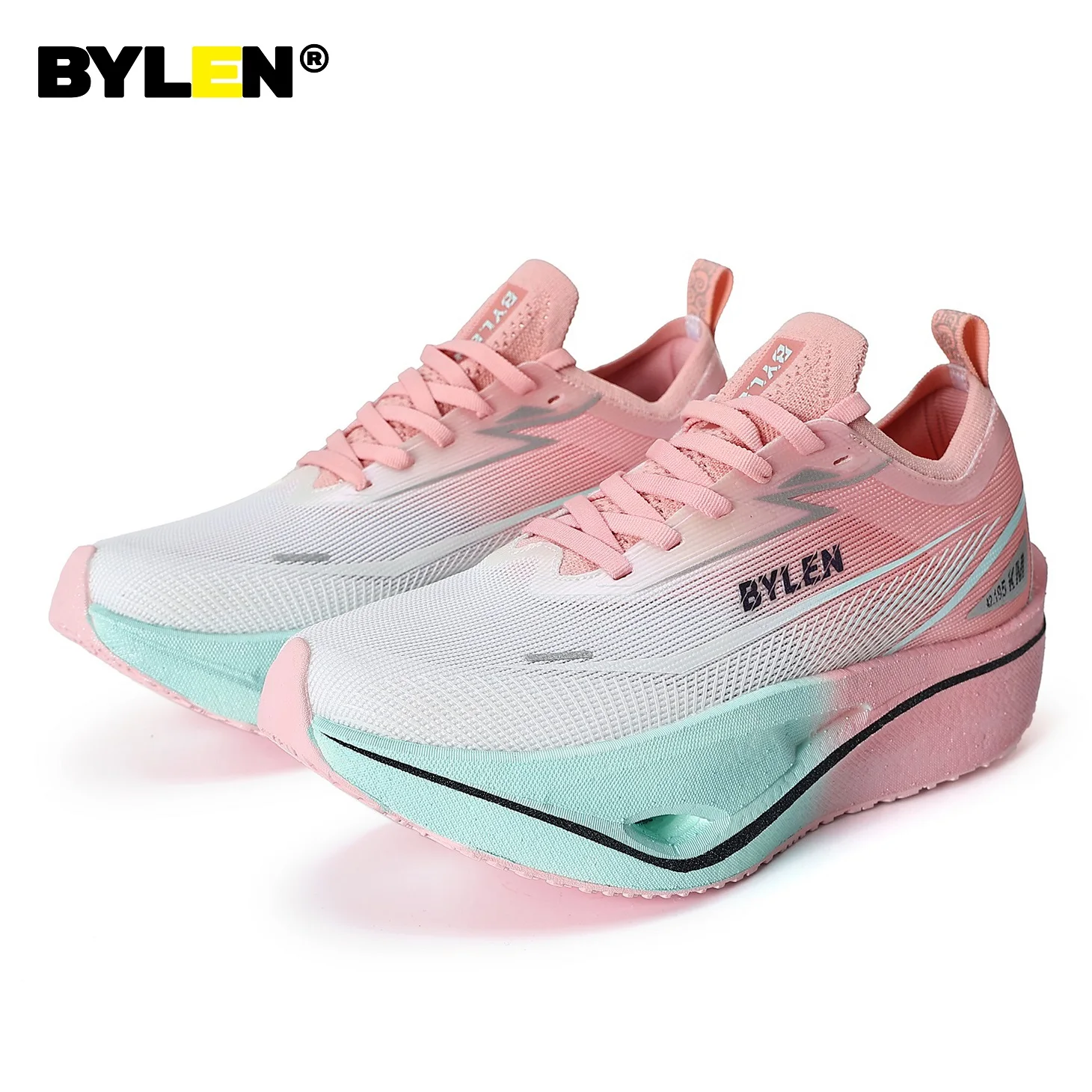 

BYLEN Men Women Running Sports Shoes Full Palm Carbon Plate Racing Marathon Rebound Cushioning Male Sneakers