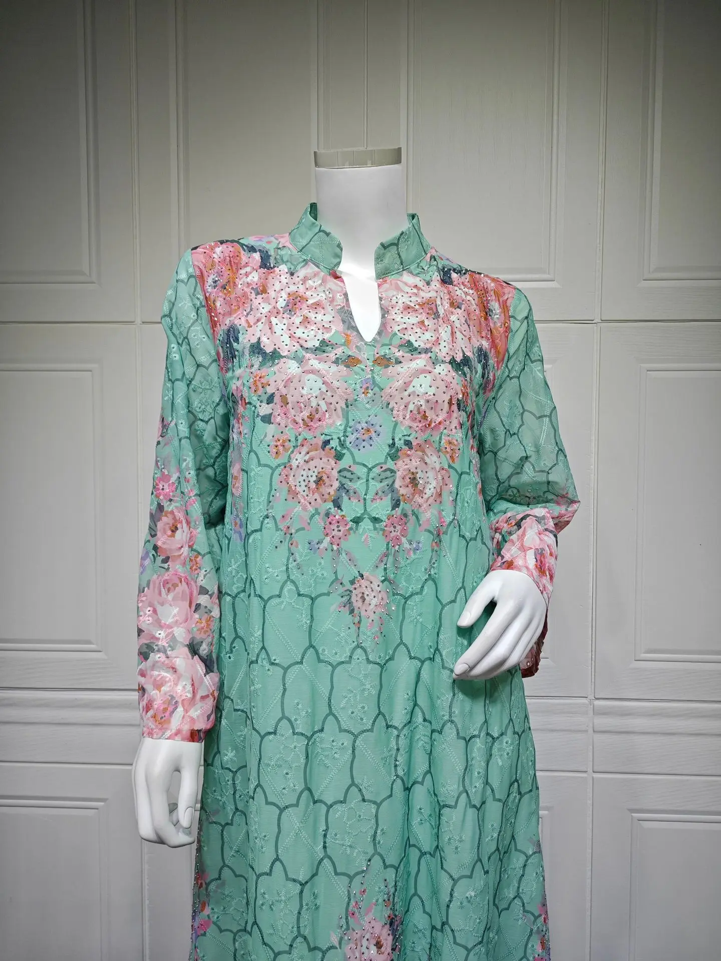 Uni dubaï impression florale luxe femme soirée Maxi robe Abaya longues robes modestes femmes 2025