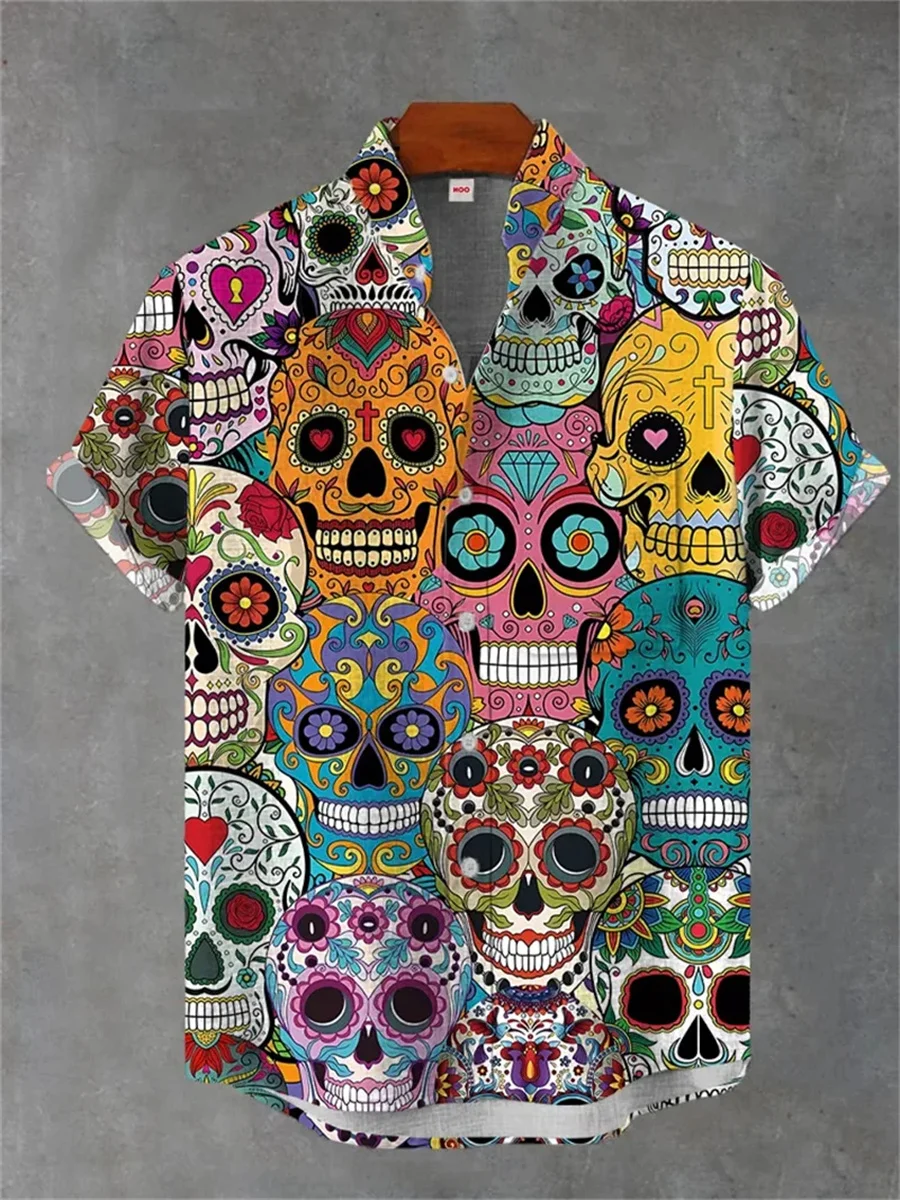 

2025 3D Printed Linen Art Print Shirt Summer Casual Men's Button Short Sleeve Top Street Fashion Vintage Shirt