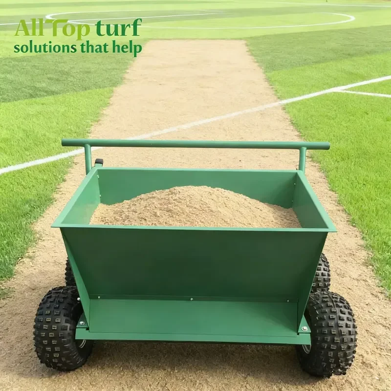 ALLTOP TURF Infill Dropper Machine for Spreading Infill(sand and Rubber Granules) on Artificial Grass 4 Big Wheels