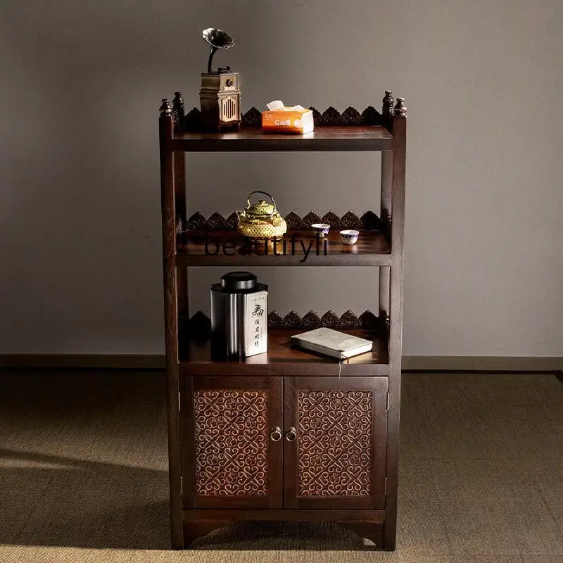 

Multi-layer Partition Storage Rack Living Room Solid Wood Display Cabinet Tea Set Rack New Chinese Style Display Cabinet