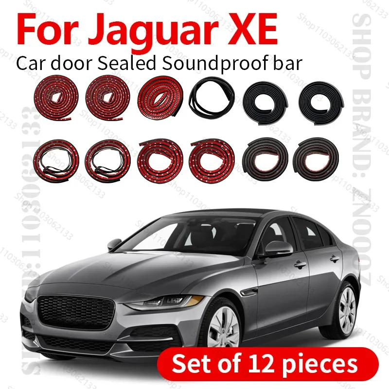 

For 2015-2021 Jaguar XE X760 Car Door Seal Strip Rubber Double Layer Sealing Protector Soundproof Dustproof Seal Strip 12PCS Set