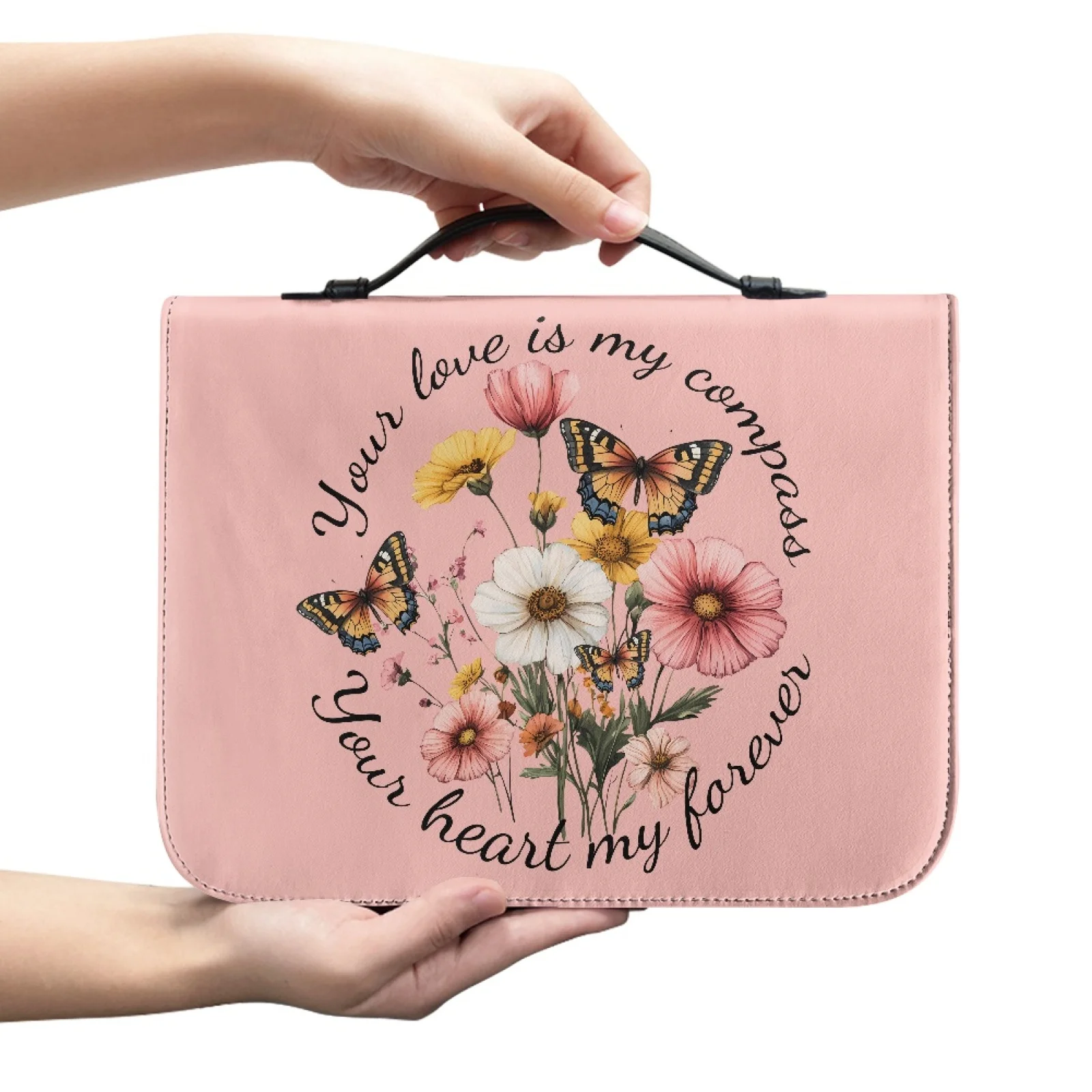 XIXIRIMIDO Butterfly Floral Pattern 2026 New Large Capacity Bible Case for Church PU Leather Bible Carrying Case
