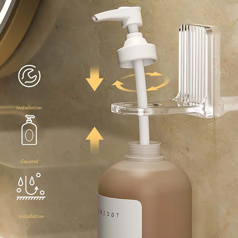 Light Luxury Shower Gel Bottle Rack Adjustable Shampoo Bottle Holder Hand Soap Dispenser Hook Wall Mounted Free Punching