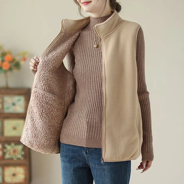 

Зимний женский жилет свободного кроя 2025: новый, теплый, на молнии, больших размеров, с эффектом похудения, повседневный, стильный.