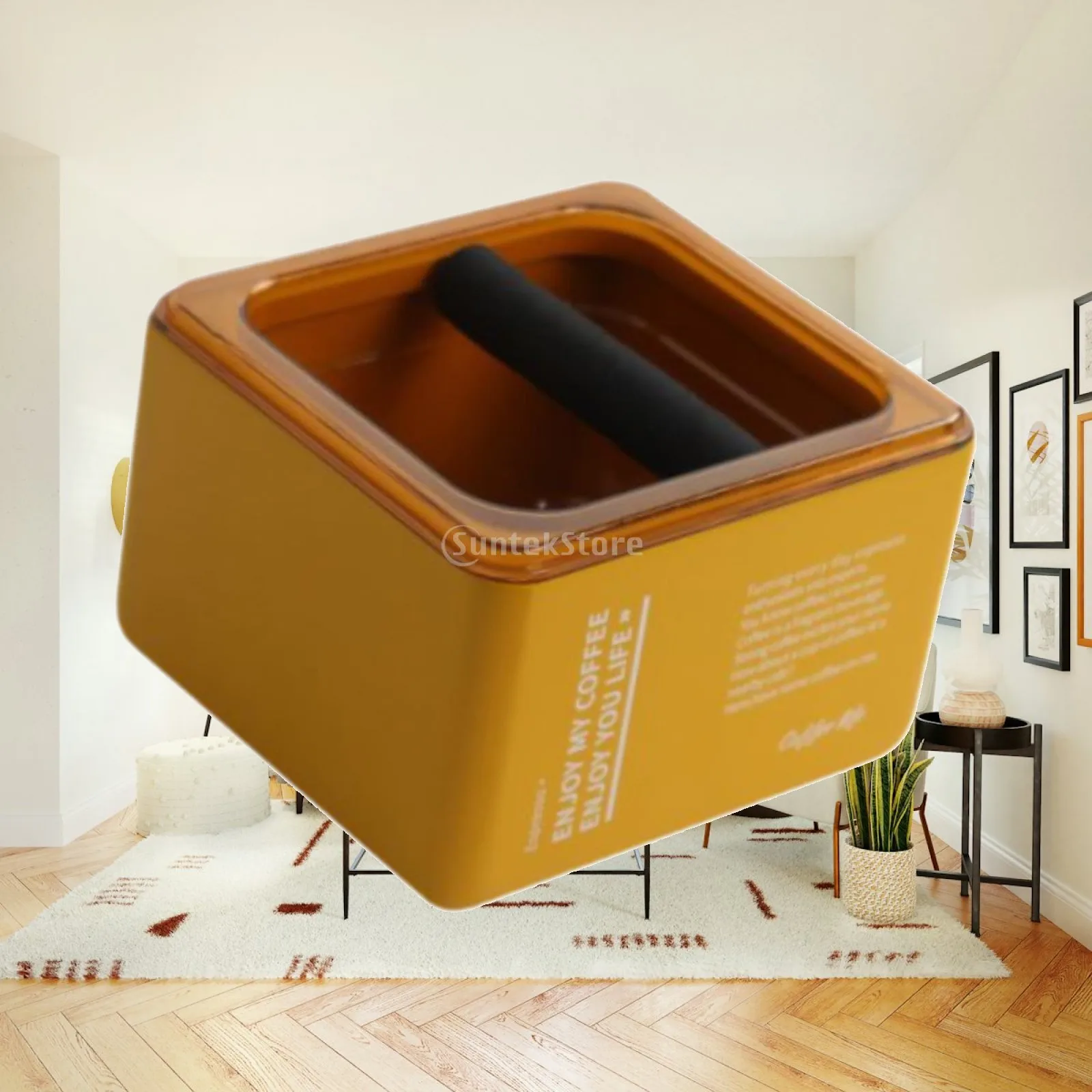 Portable Espresso Grounds Knock Box Small Dump Bin with Silicone Bar Easy to Clean for Coffee Machine Accessories