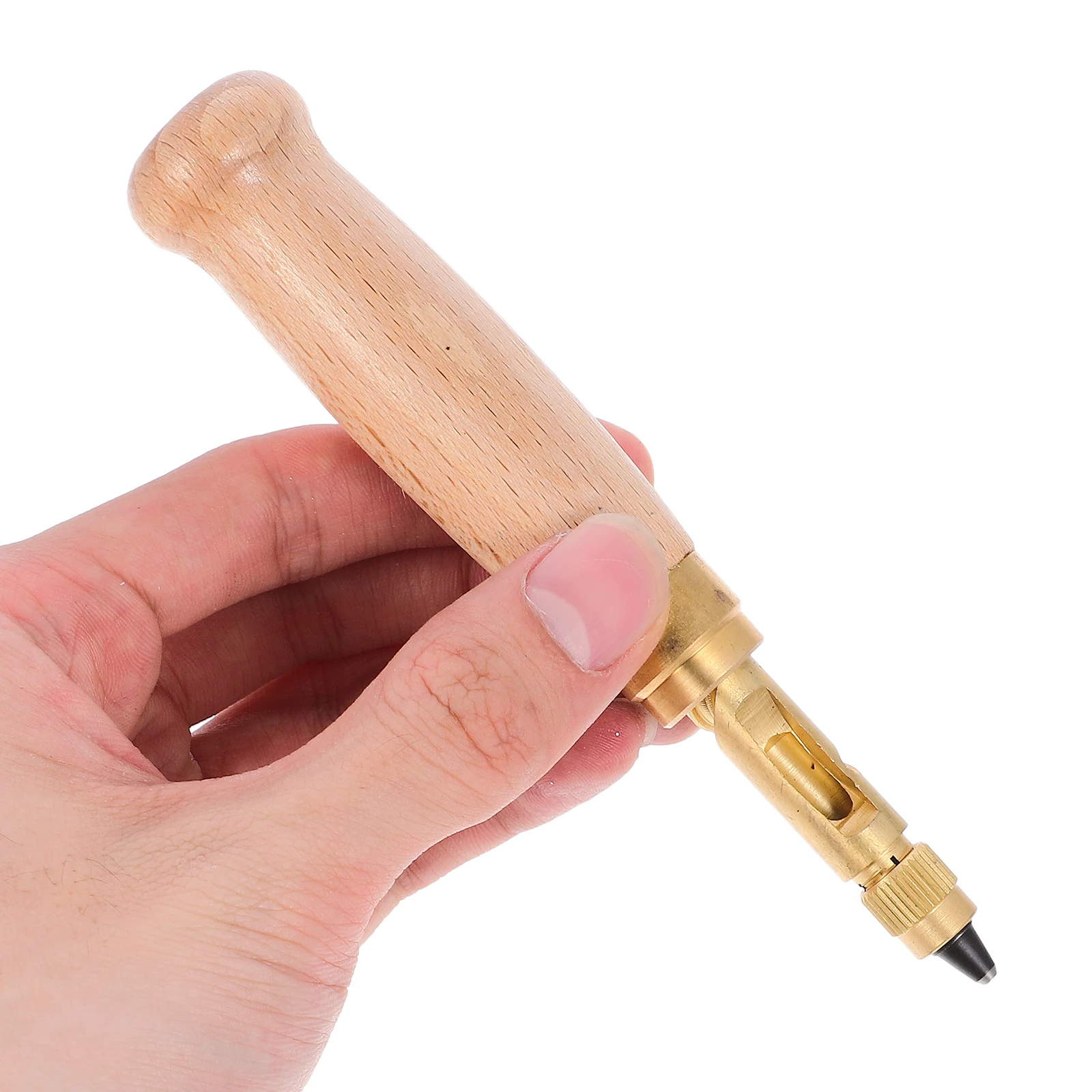 

1 Set Brass Hole 6 Tips 1.5Mm 2Mm 2.5Mm 3Mm 3.5Mm 4Mm Wooden Handle For Sewing Craft Paper Printing Bookbinding Screw