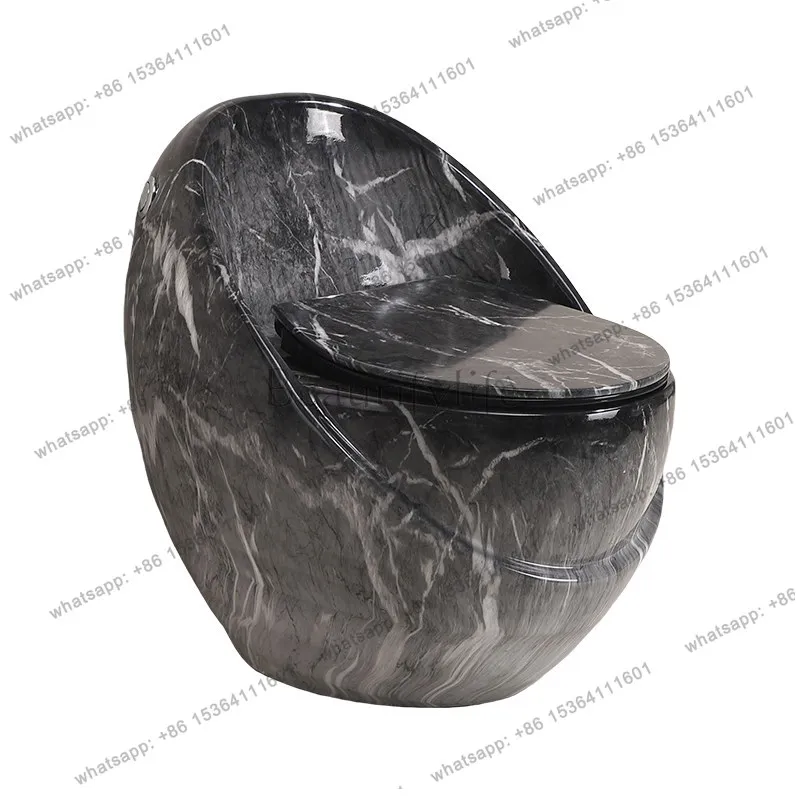 New stone pattern egg-shaped toilet household siphon high-impact ceramic color toilet