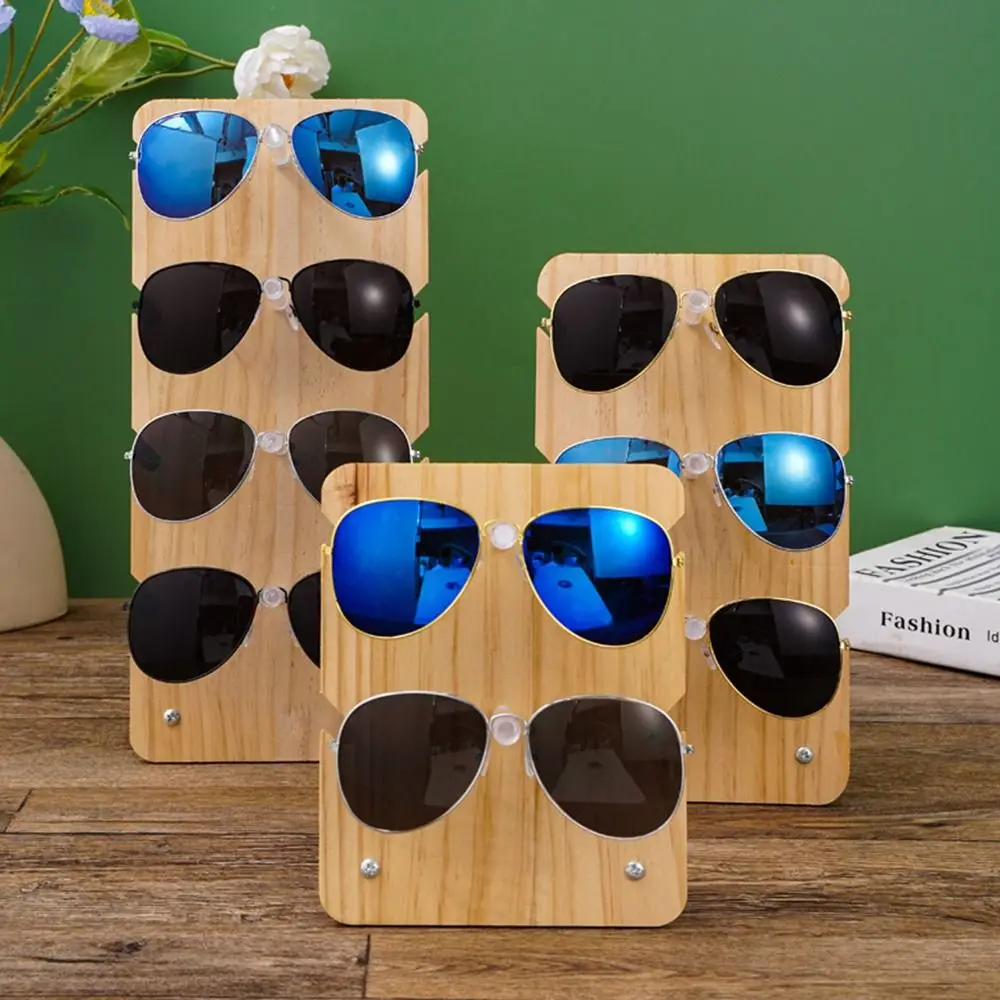 Displaying Storage Showcase Eyeglasses Organizer Shelf Solid Wood Stand Glasses Frame Tray Sunglass Display Rack