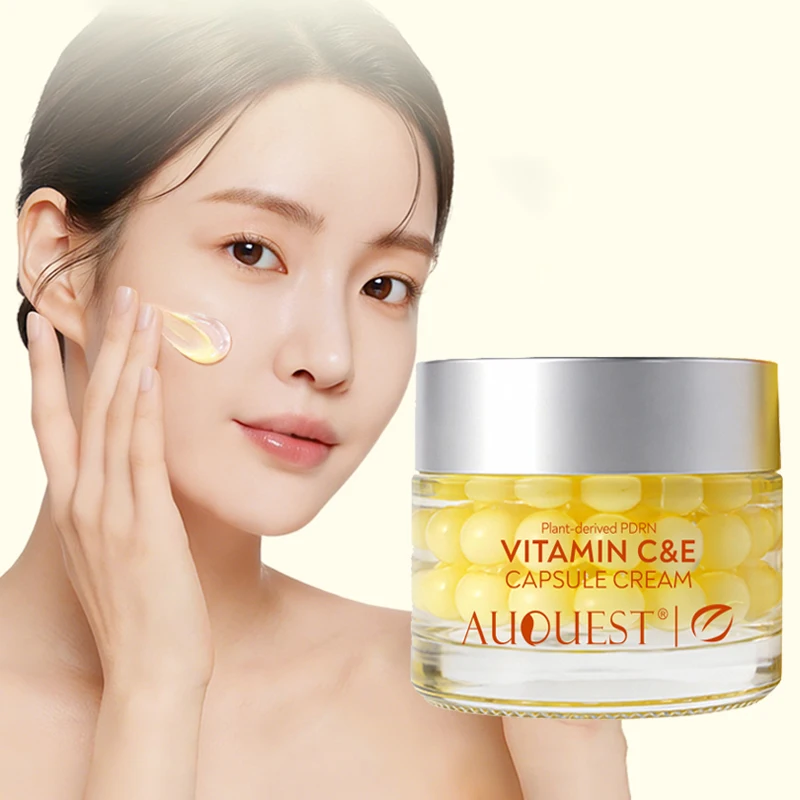 AUQUEST Vitamin C&E Capsule Cream Plant-derived Facial Cream Deep Hydration Anti-Aging Smooth Wrinkles Firm Plump Radiant Skin