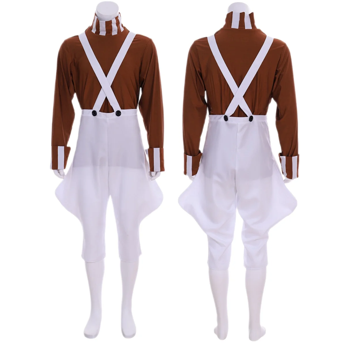 

Movie Charlie and Chocolate Factory Cosplay Costume For Men Clown Fantasia Halloween Stage Performance Party Overalls