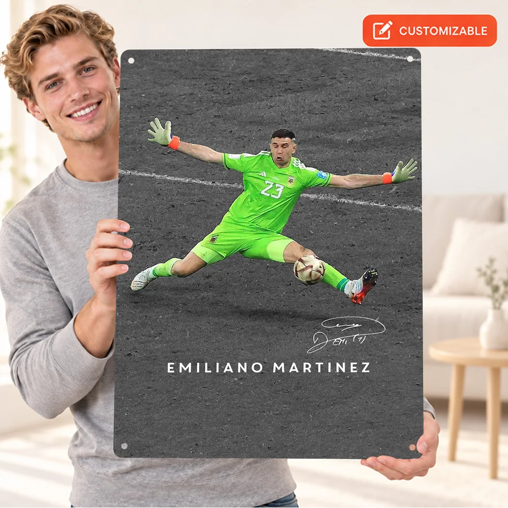 Emiliano Martinez Football Player Textured Metal Poster Customized Aluminum Sign Sports Photography Wall Art For Home Office
