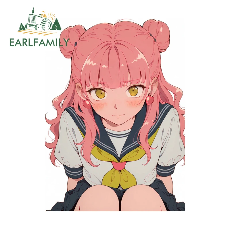 EARLFAMILY Anime Miyu With Pink Hair Car Stickers Funny Vinyl Car Supplies Toolbox Decal Caravan Graffiti Motorcycle Accessories