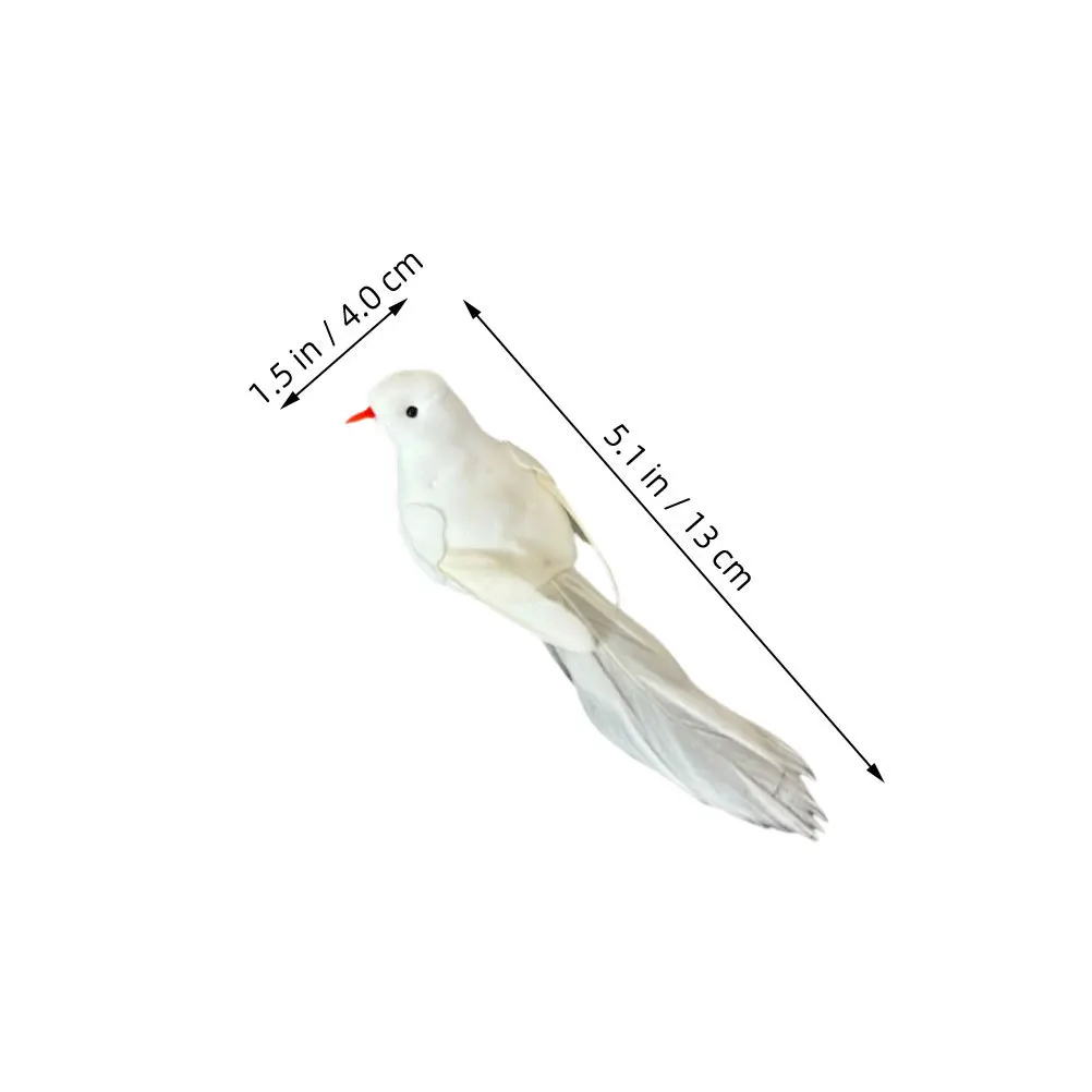 6 قطعة الحمائم البيضاء المصنوعة من الريش الاصطناعي رغوة واقعية الطيور شجرة عيد الميلاد حديقة عطلة الحلي ديكور المنزل الطيور الاصطناعية #3