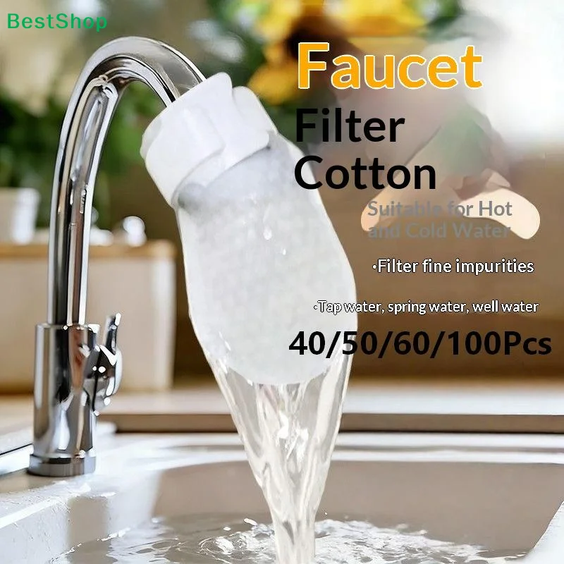 〔Q〕40/50/60/100Pcs Universal Disposable Faucet Filter Cotton Bags Thickened Water Purifier Sock Bags For Tap Water Well Water