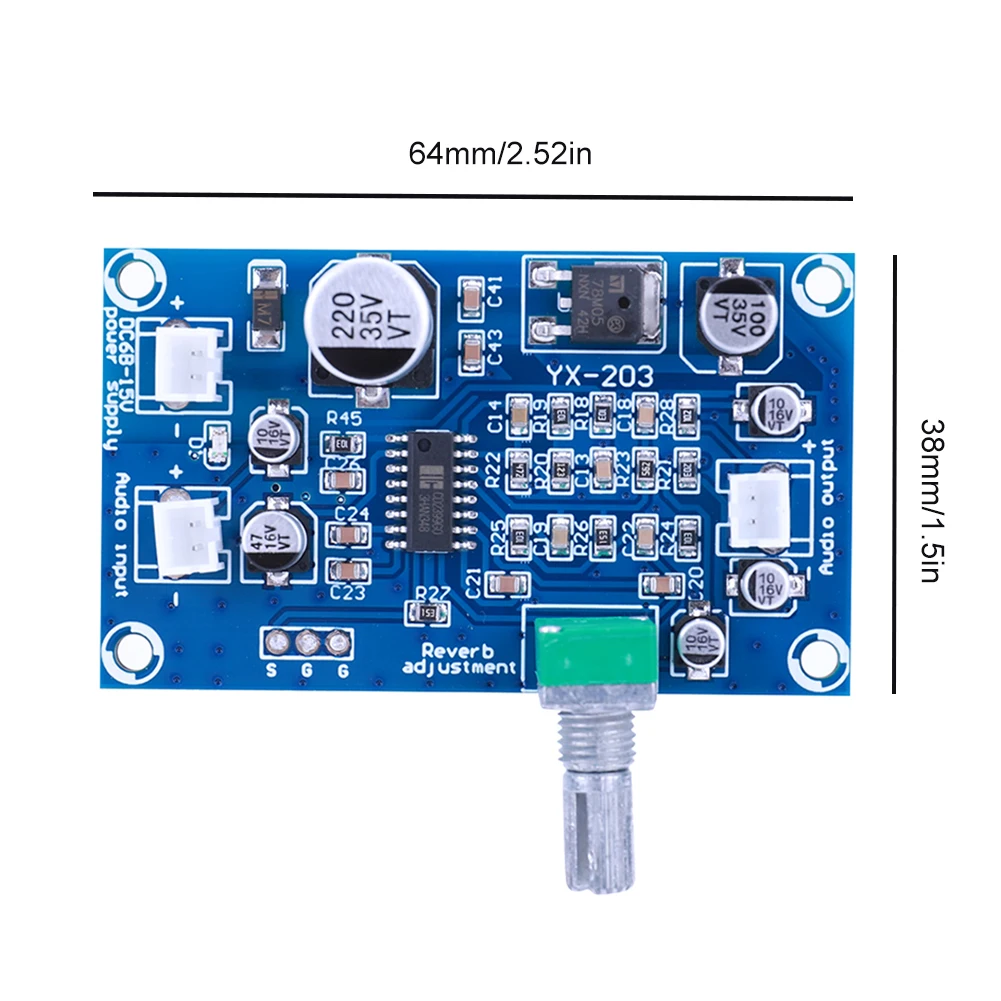 บอร์ดไมโครโฟนพร้อมระบบเสียงก้อง PT2399 ใช้ไฟ DC แบบเดี่ยว พร้อมแอมพลิฟายเออร์โมโน M65831 พรีแอมป์พร้อมระบบเสียงก้อง