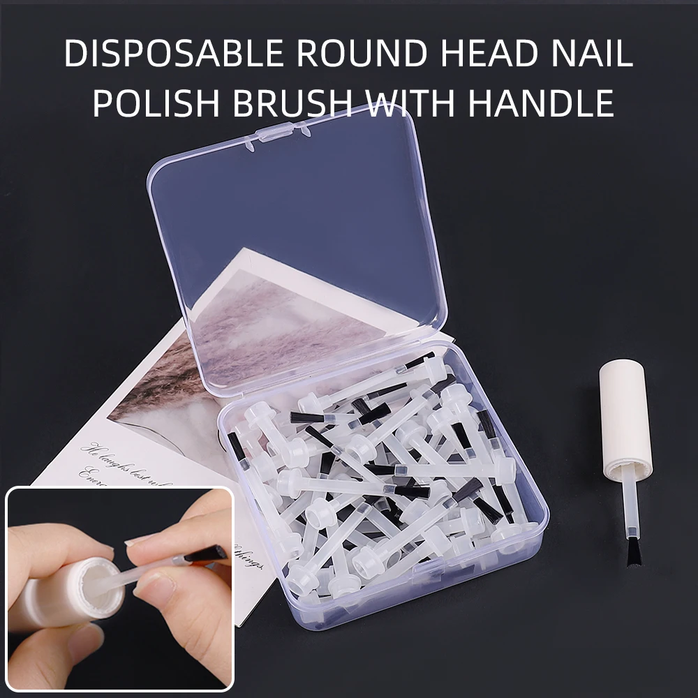 50Pcs Nail Brush Polish Brushes Replacementliquid Artdipping Applicator Dip Disposable Acrylic Powder Heads Manicure Set Nails