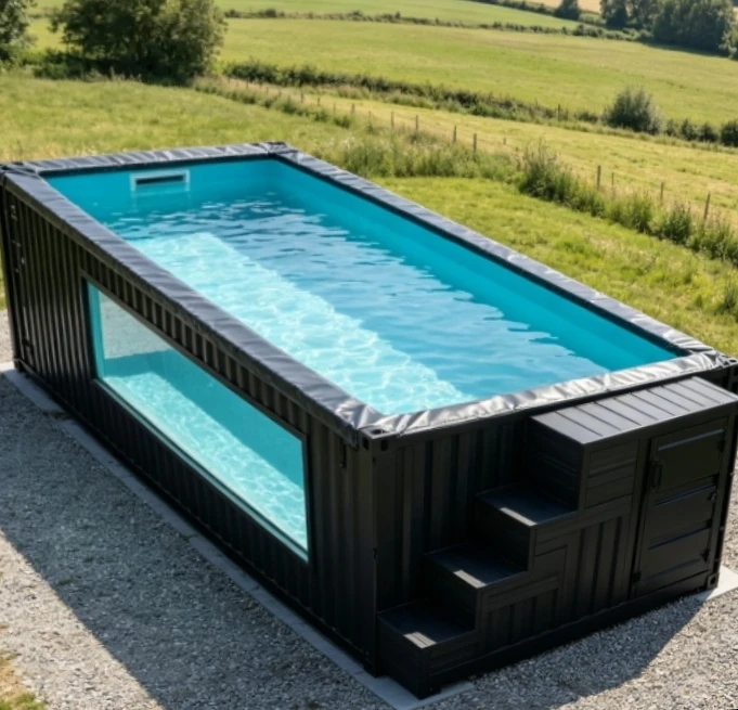 Outdoor All Weather Prefab Container Swimming Pool Heavy Duty Anti Corrosion Steel Pooleatures